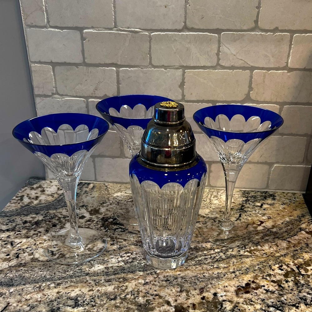 Faberge Crystal Martini Set-Grand Duke Cobalt